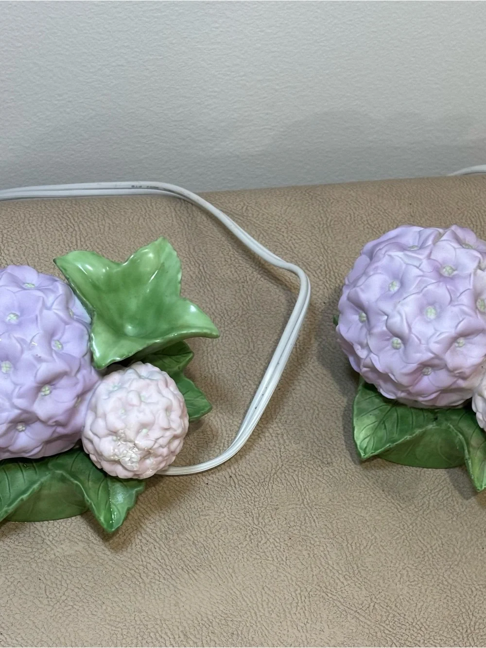 Vtg Avon Porcelain Hydrangea Flower Night Light Oil Diffuser Purple Pink Lot 2
